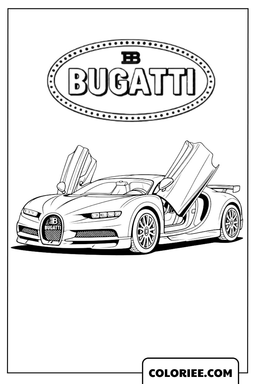 Coloriage Bugatti aux portes papillon