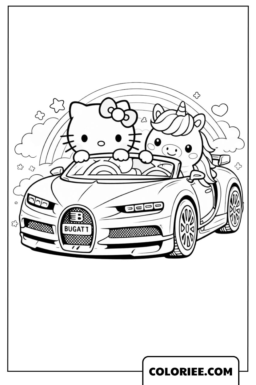 Coloriage Bugatti chibi mignon pour enfants