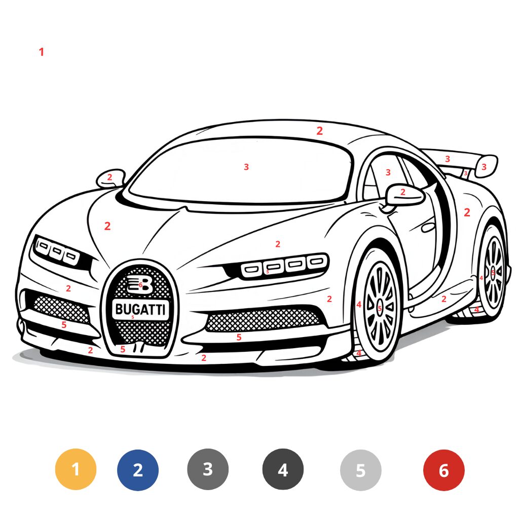 Coloriage Bugatti par numéros (2)