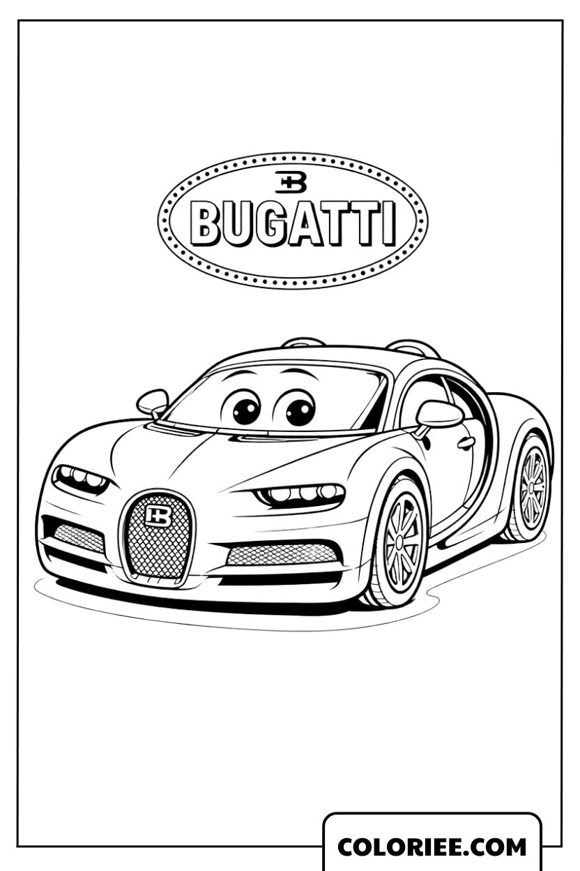 Coloriage Bugatti style cartoon mignon