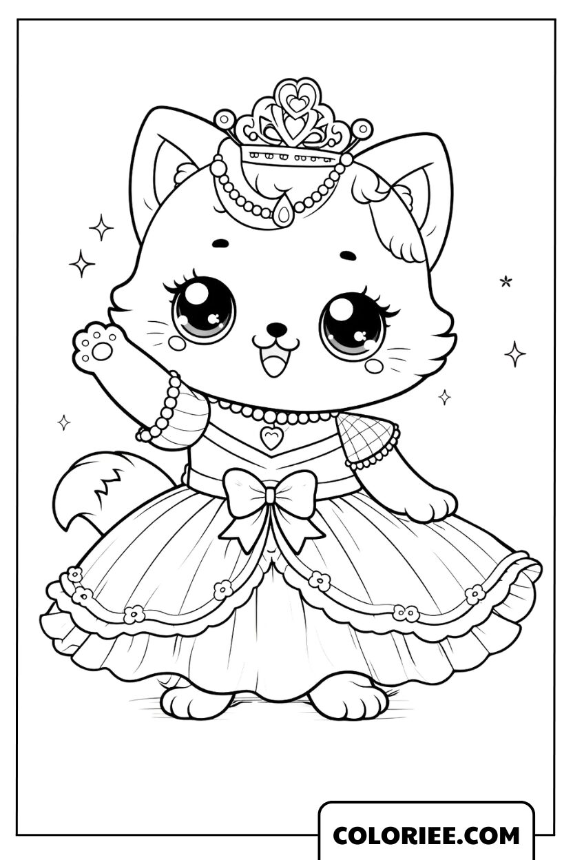 Coloriage Chaton Princesse Trop Mignonne