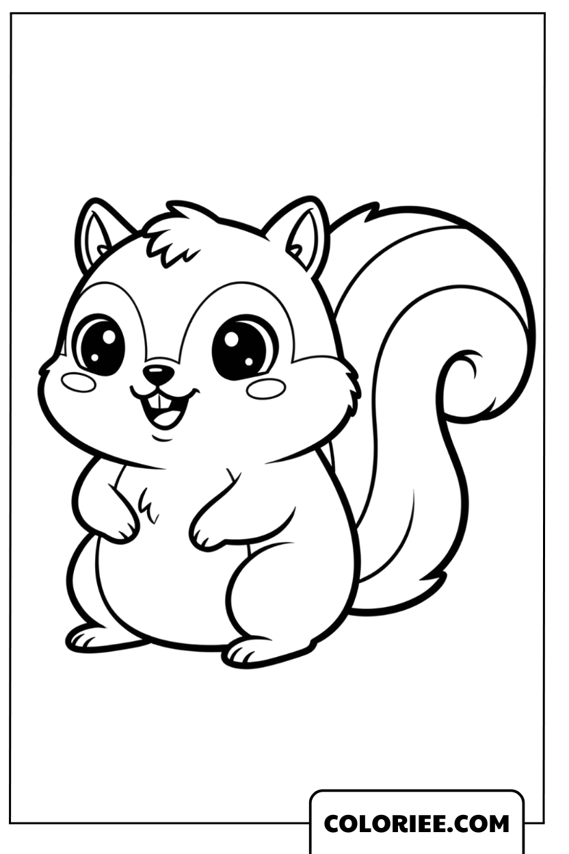 Coloriage Écureuil trop mignon avec un grand sourire