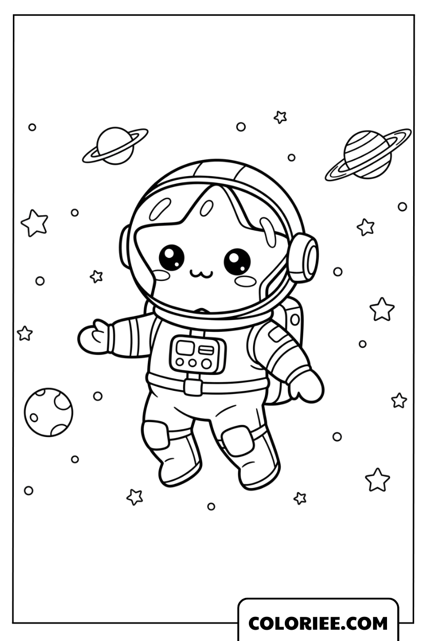 Coloriage Étoile astronaute dans l’espace