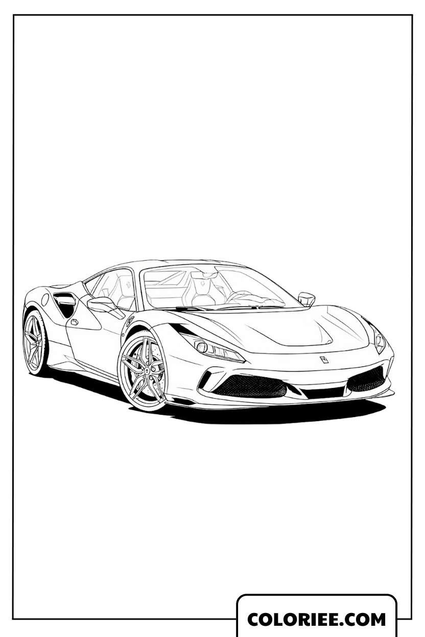 Coloriage Ferrari en pleine accélération