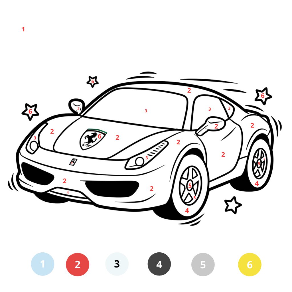 Coloriage Ferrari par numéros (2)