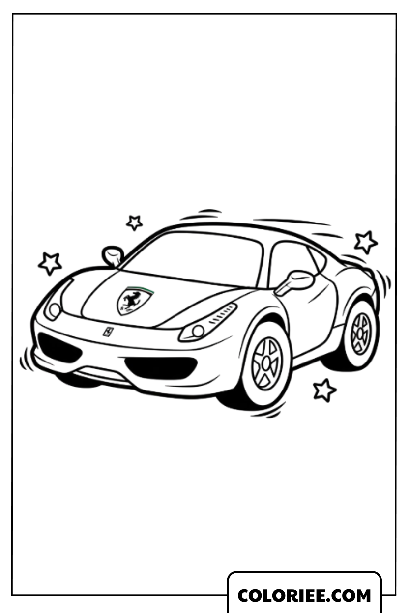Coloriage Ferrari style cartoon mignon