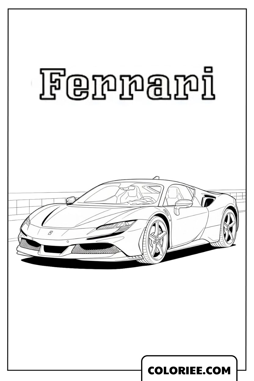 Coloriage Ferrari supercar sportif moderne