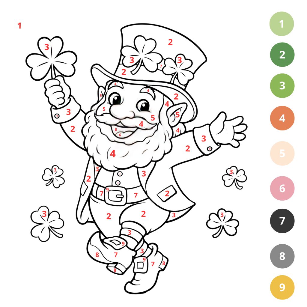 Coloriage Fête de la Saint-Patrick par numéros