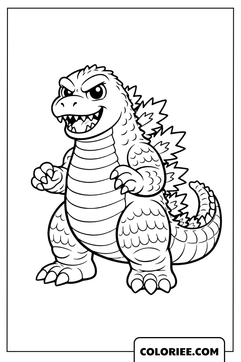 Coloriage Godzilla Style Mignon