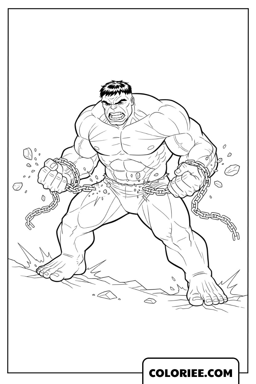 Coloriage Hulk en Colère Déchaînée