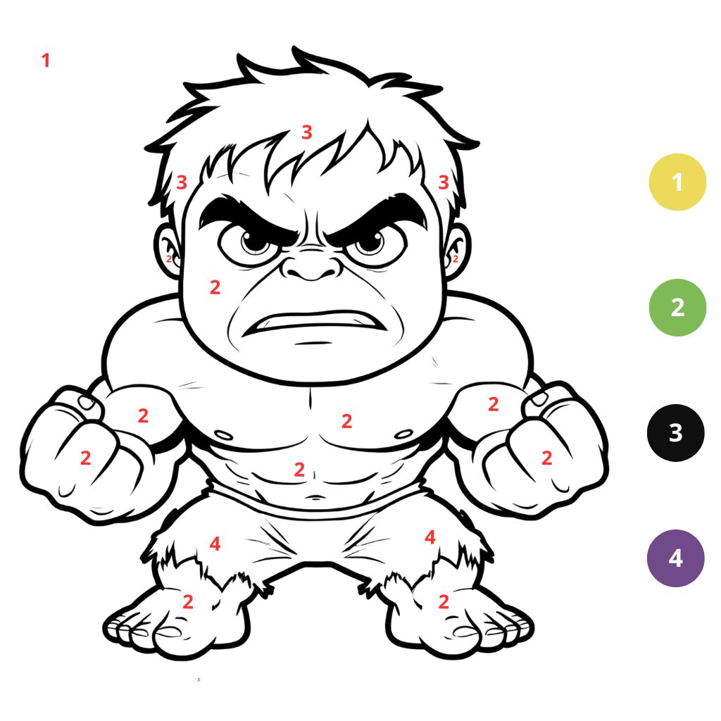 Coloriage Hulk par numéros (2)