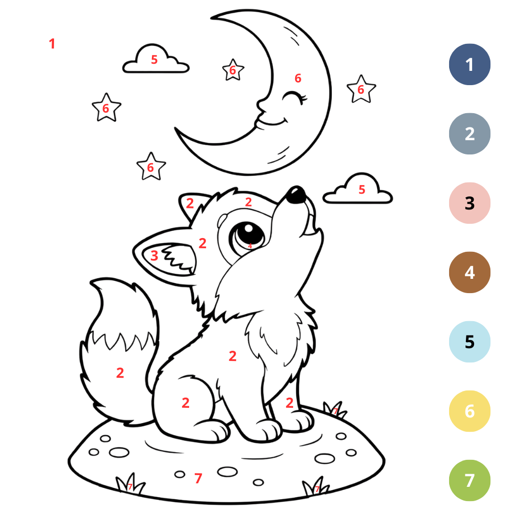 Coloriage Loup par Numéros (2)