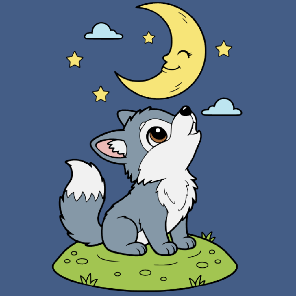 Coloriage Loup par Numéros