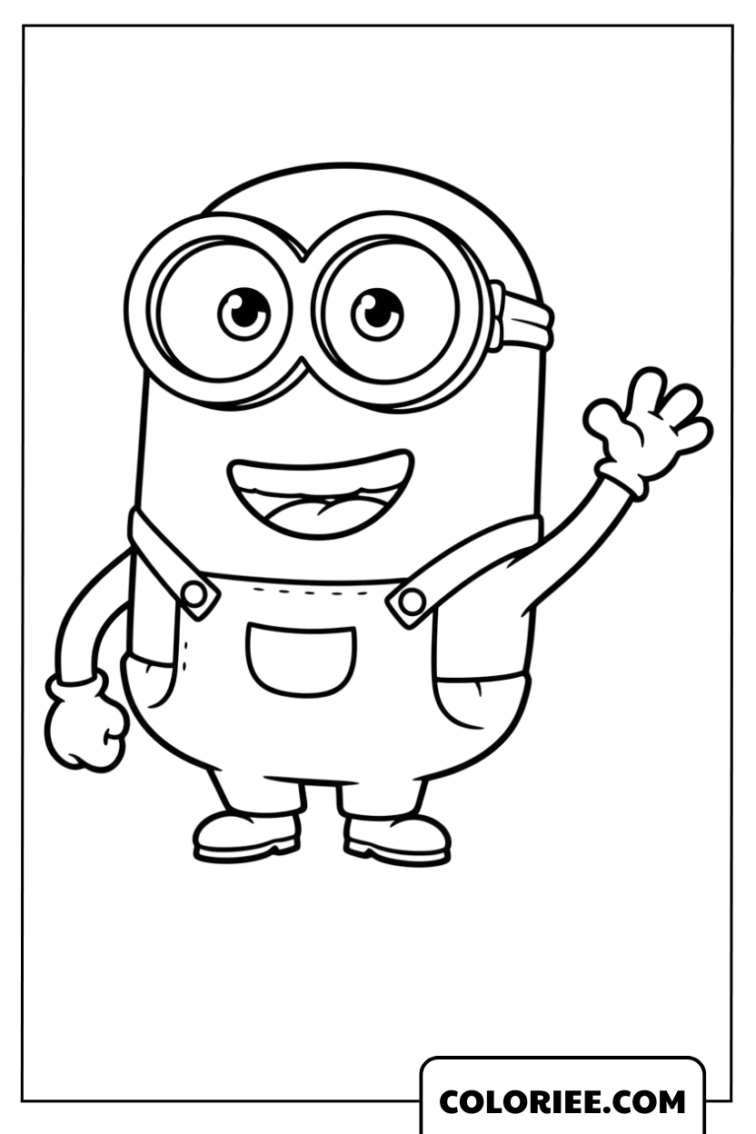 Coloriage Minion saluant joyeusement