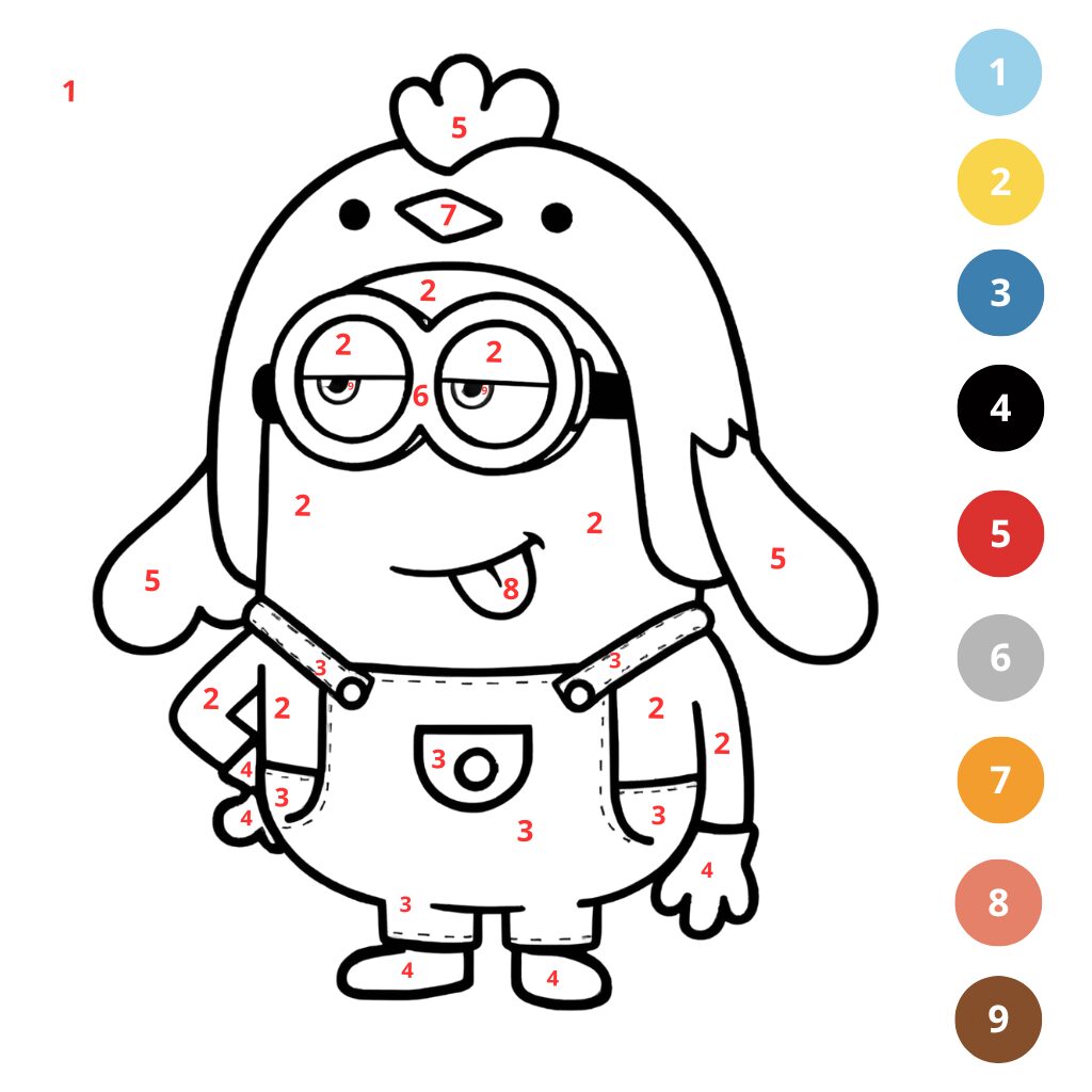 Coloriage Minions par numéros (2)