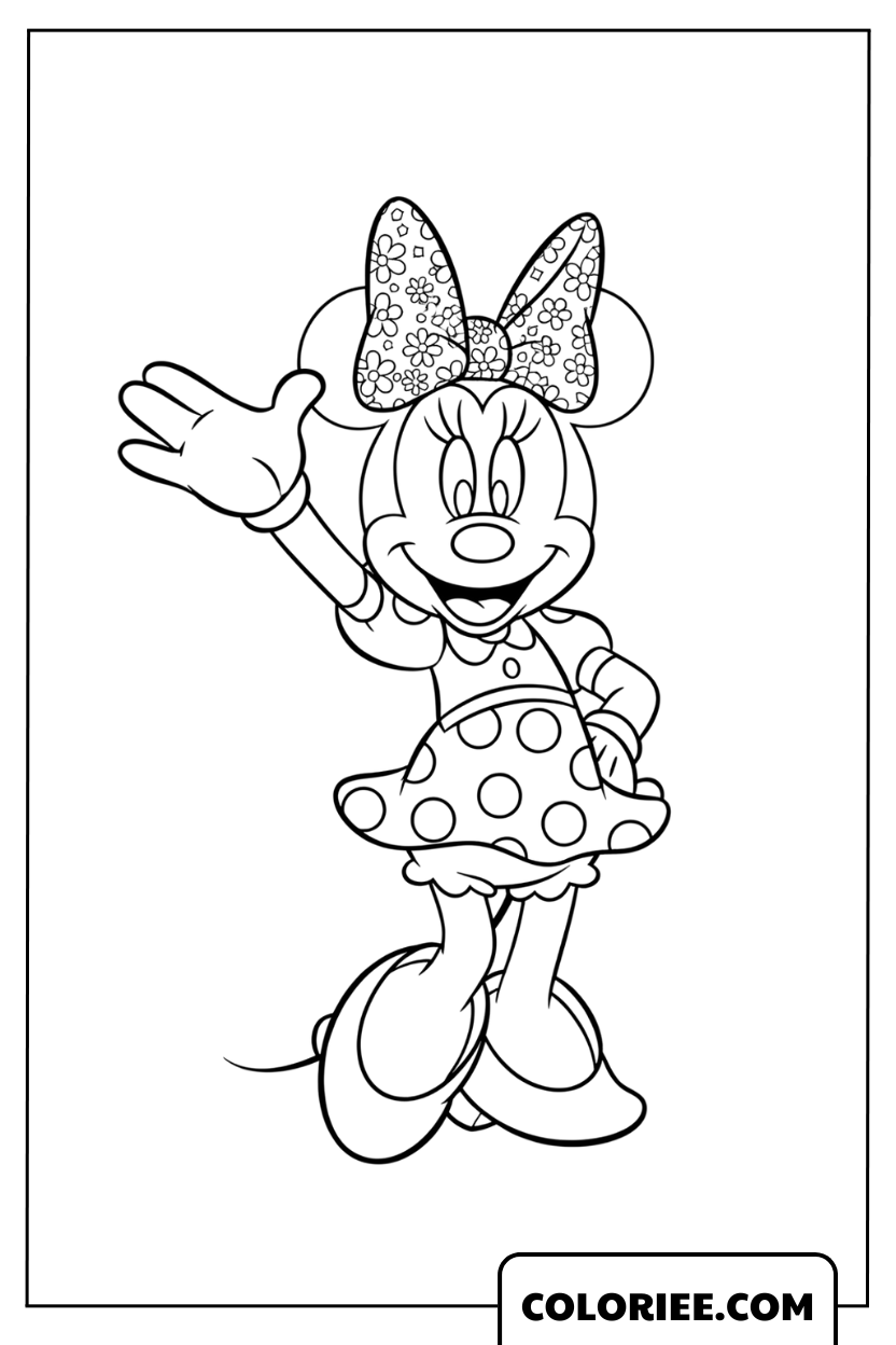 Coloriage Minnie en pose adorable