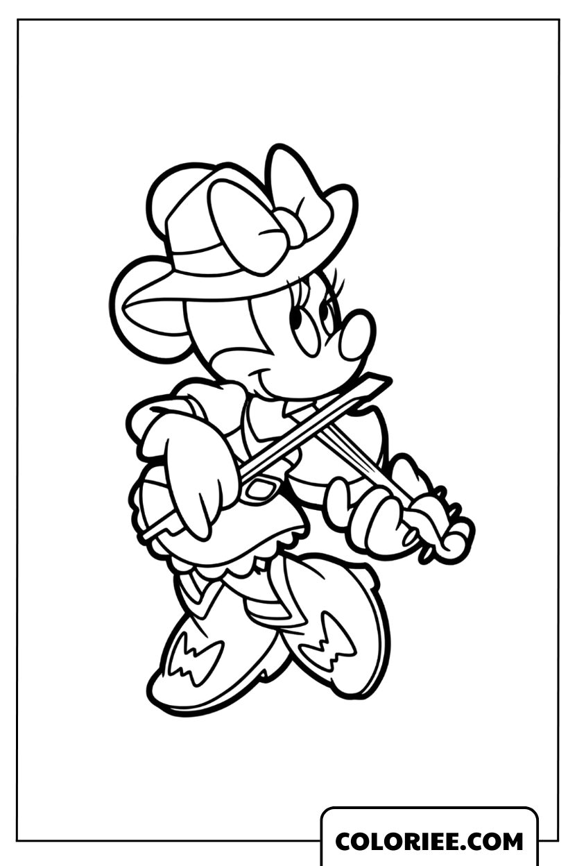 Coloriage Minnie jouant du violon