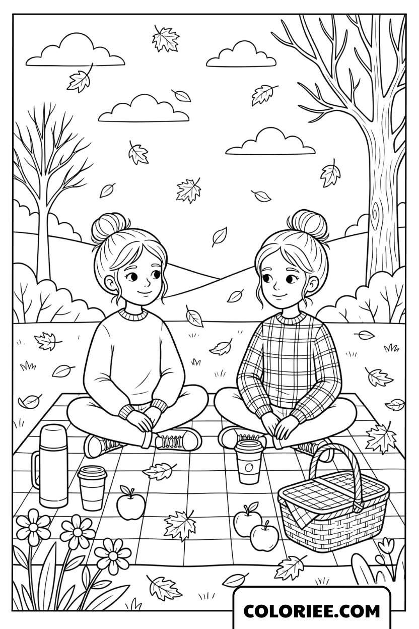 Coloriage Pique-nique d’Automne