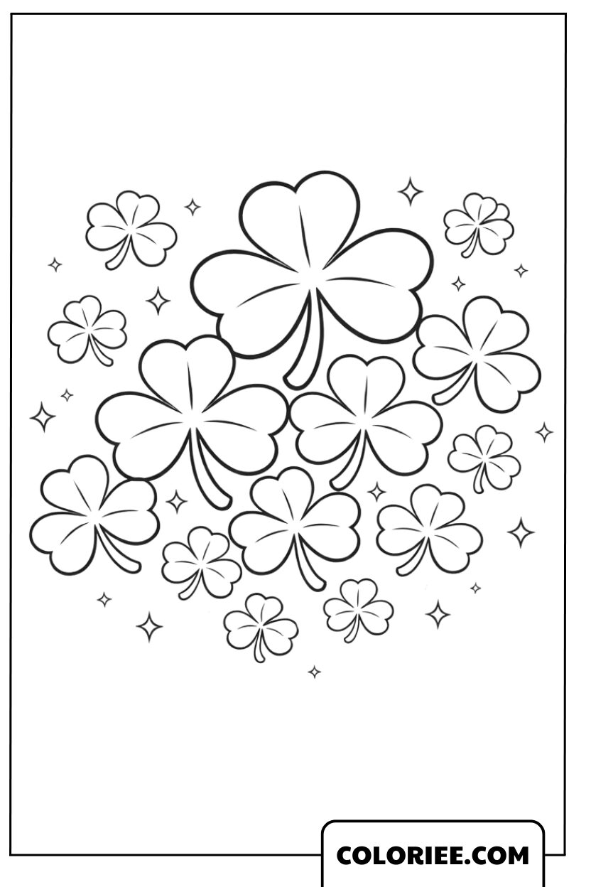 Coloriage Trèfles Porte-Bonheur