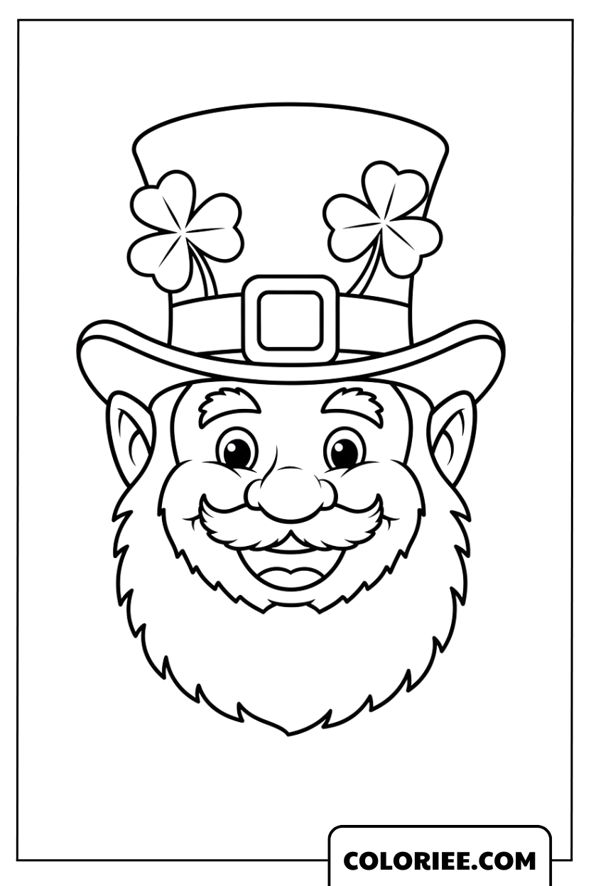 Coloriage Visage de Leprechaun Porte-Bonheur