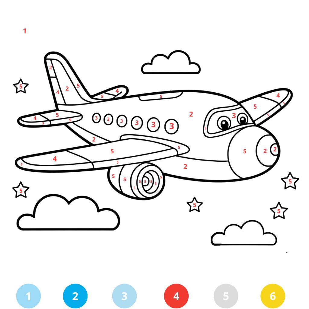 Coloriage avion par numéros (2)