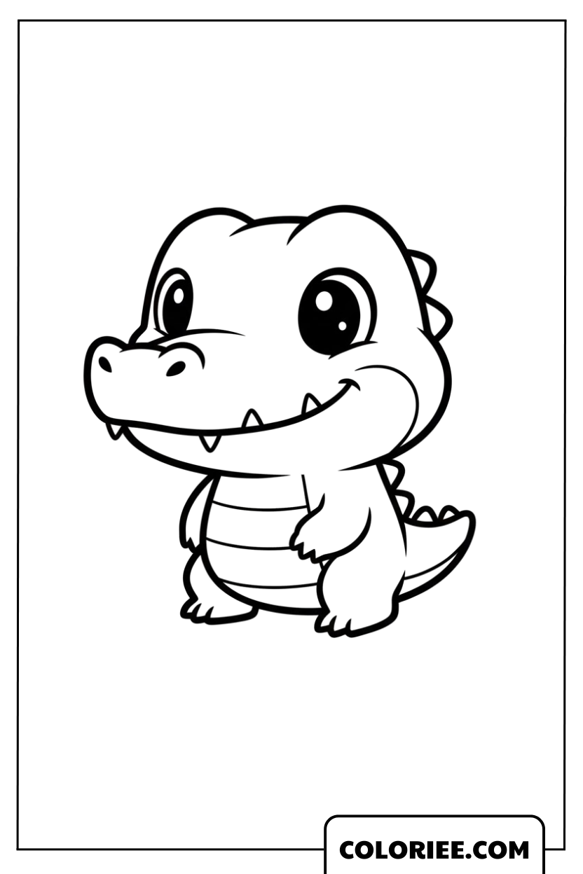 Coloriage bébé crocodile adorable