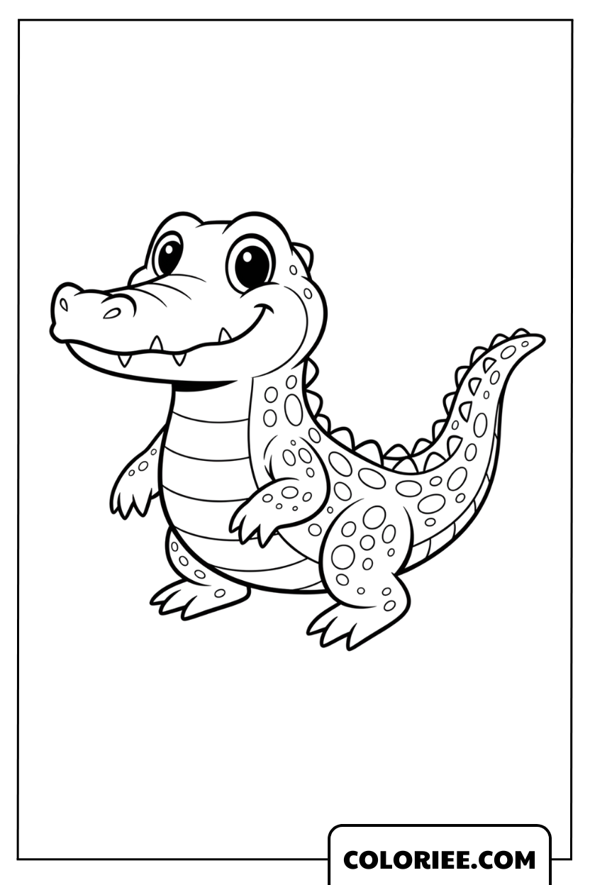 Coloriage bébé crocodile debout