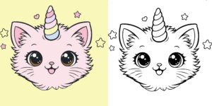 Coloriage chat licorne ft