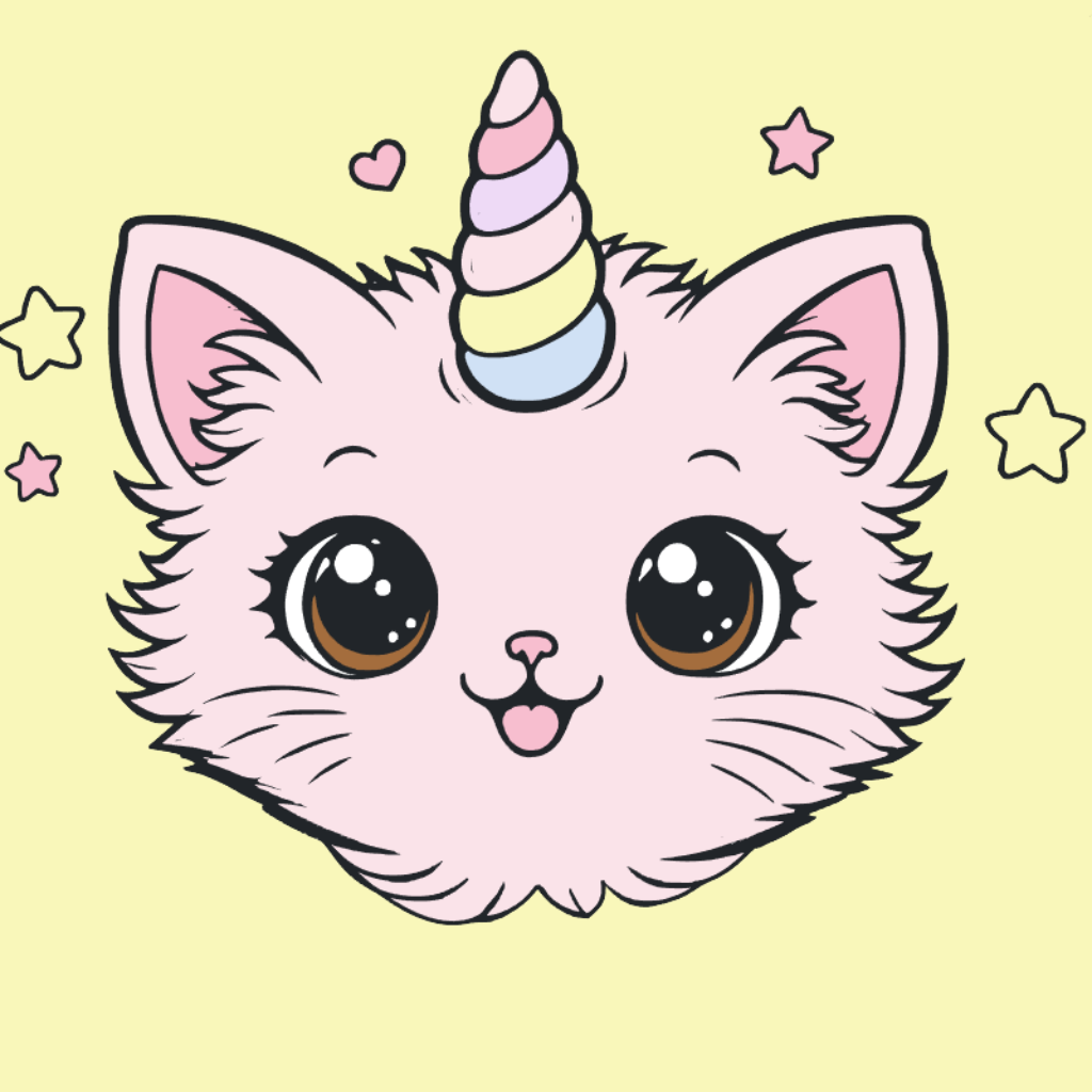 Coloriage chat licorne mignon par numéros