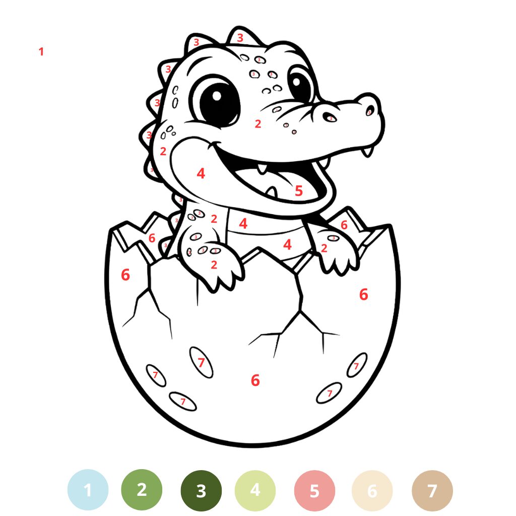 Coloriage crocodile par numéros (2)
