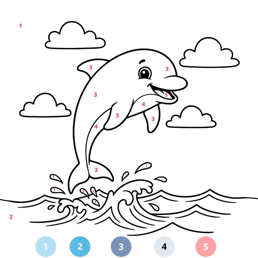 Coloriage dauphin par numéros (2)