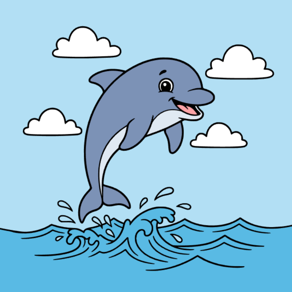 Coloriage dauphin par numéros