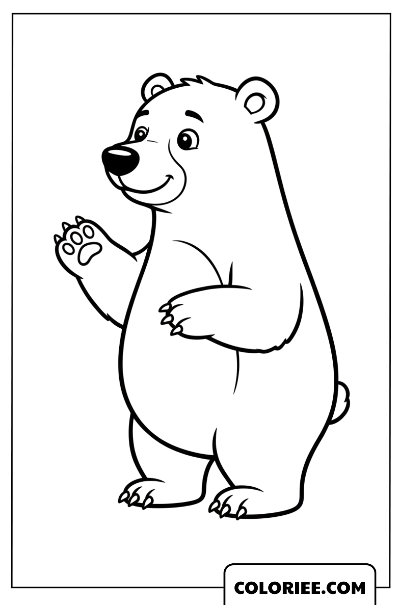 Coloriage de l’Ours Polaire qui Fait Coucou