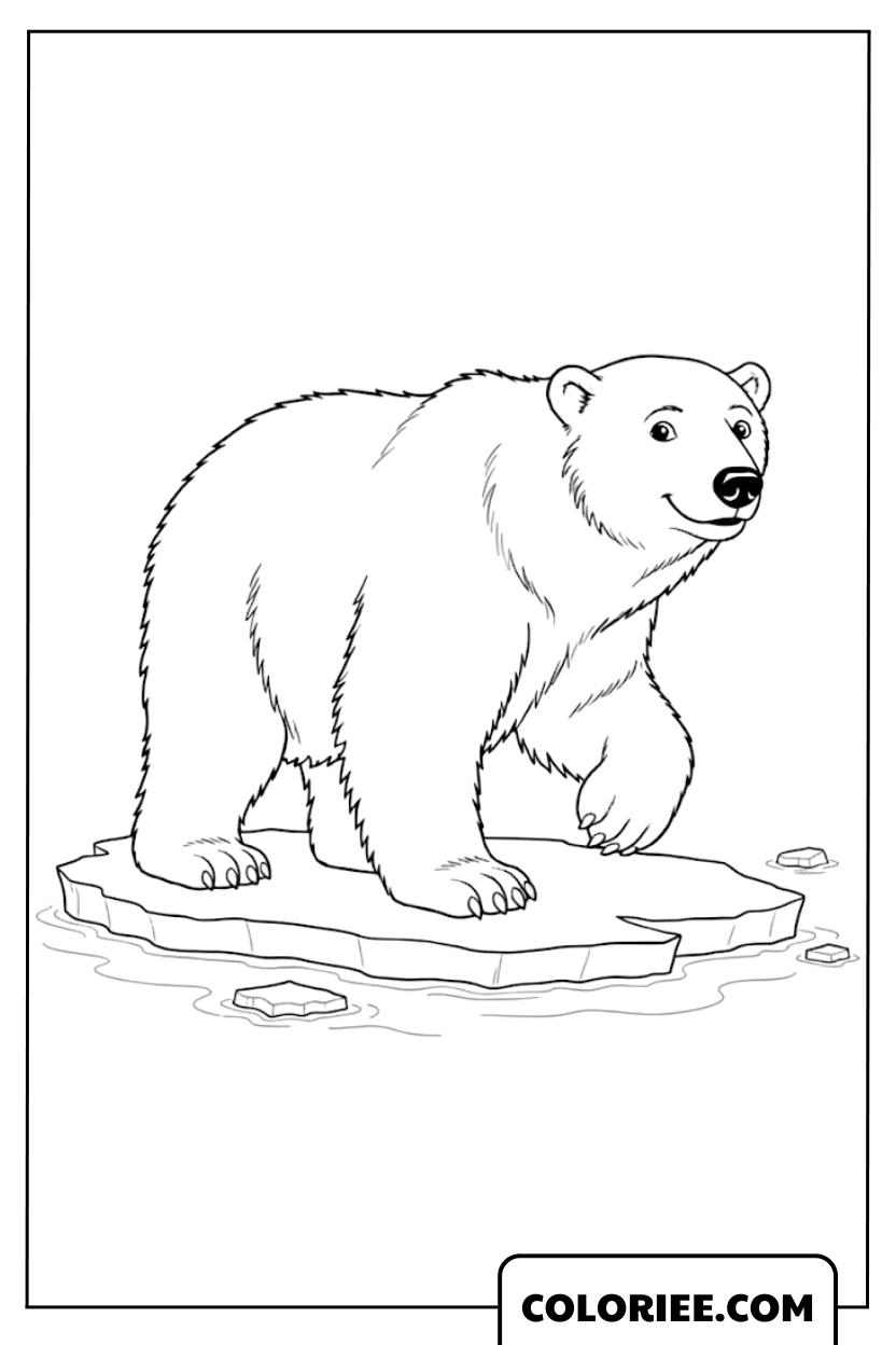 Coloriage de l’Ours Polaire sur la Glace