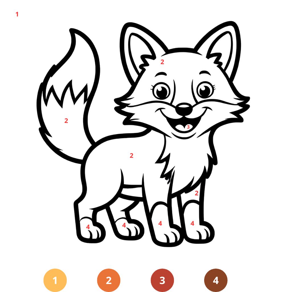 Coloriage renard par numéros (2)