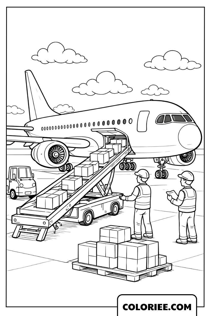 Dessin Avion cargo à l’aéroport