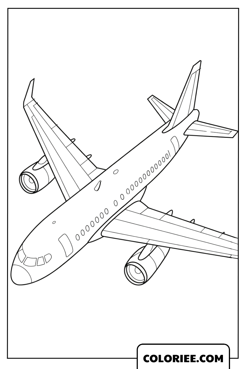 Dessin Avion commercial vu de dessus