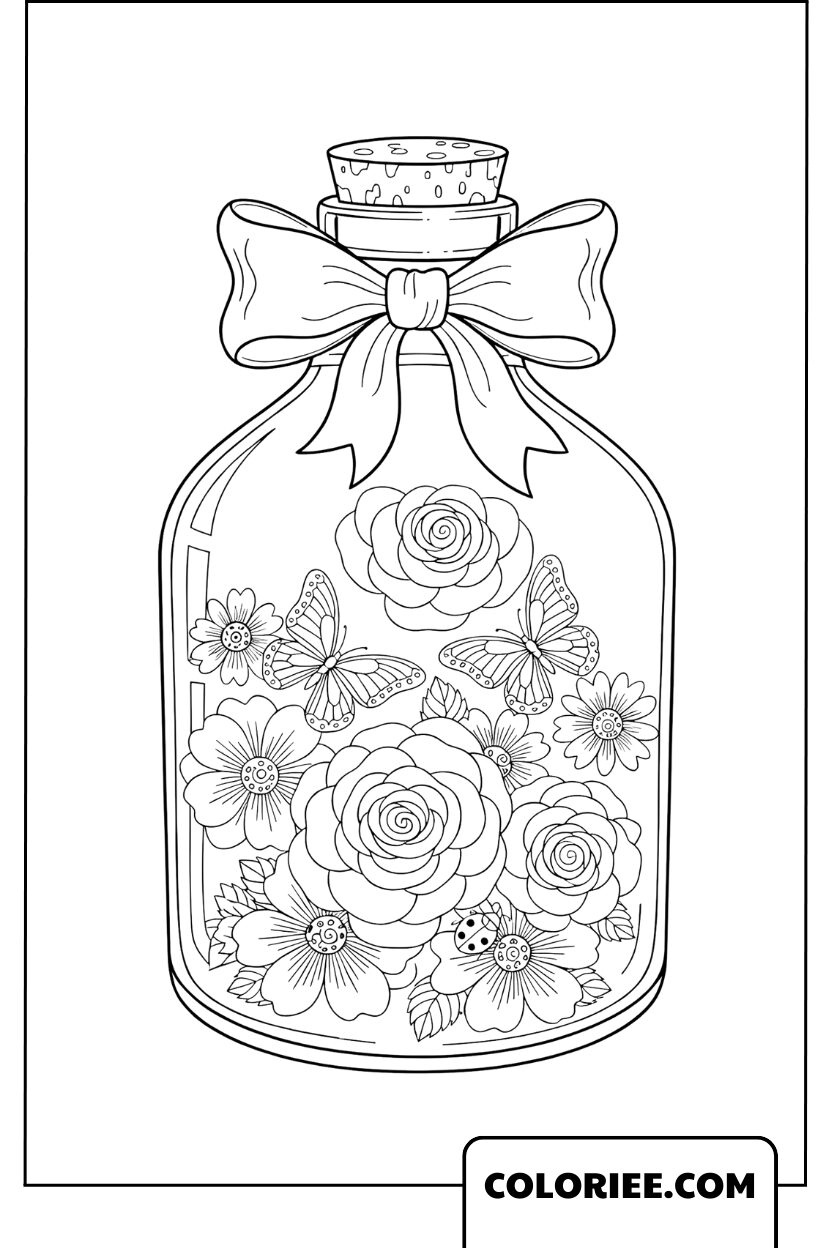 Dessin Bouteille Florale Souvenir