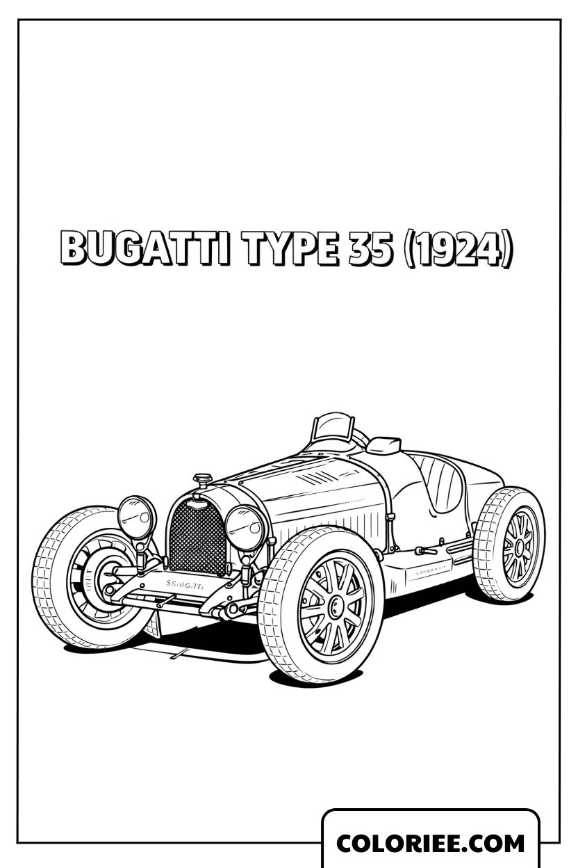 Dessin Bugatti classique style vintage
