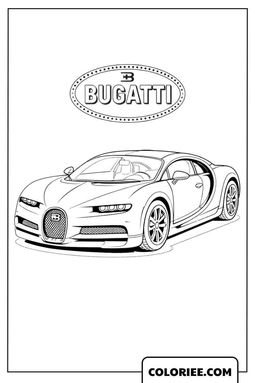Dessin Bugatti supercar vue de côté