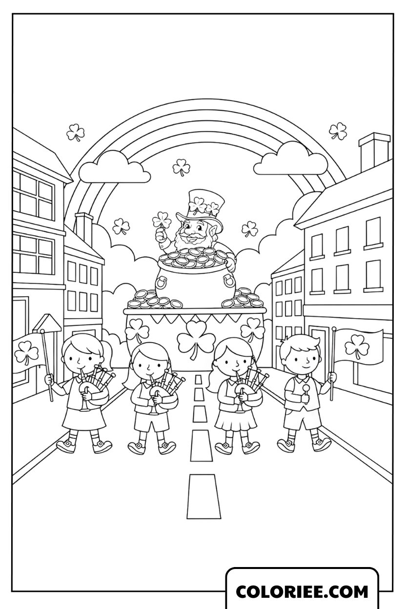 Dessin Défilé de la Saint Patrick en Ville