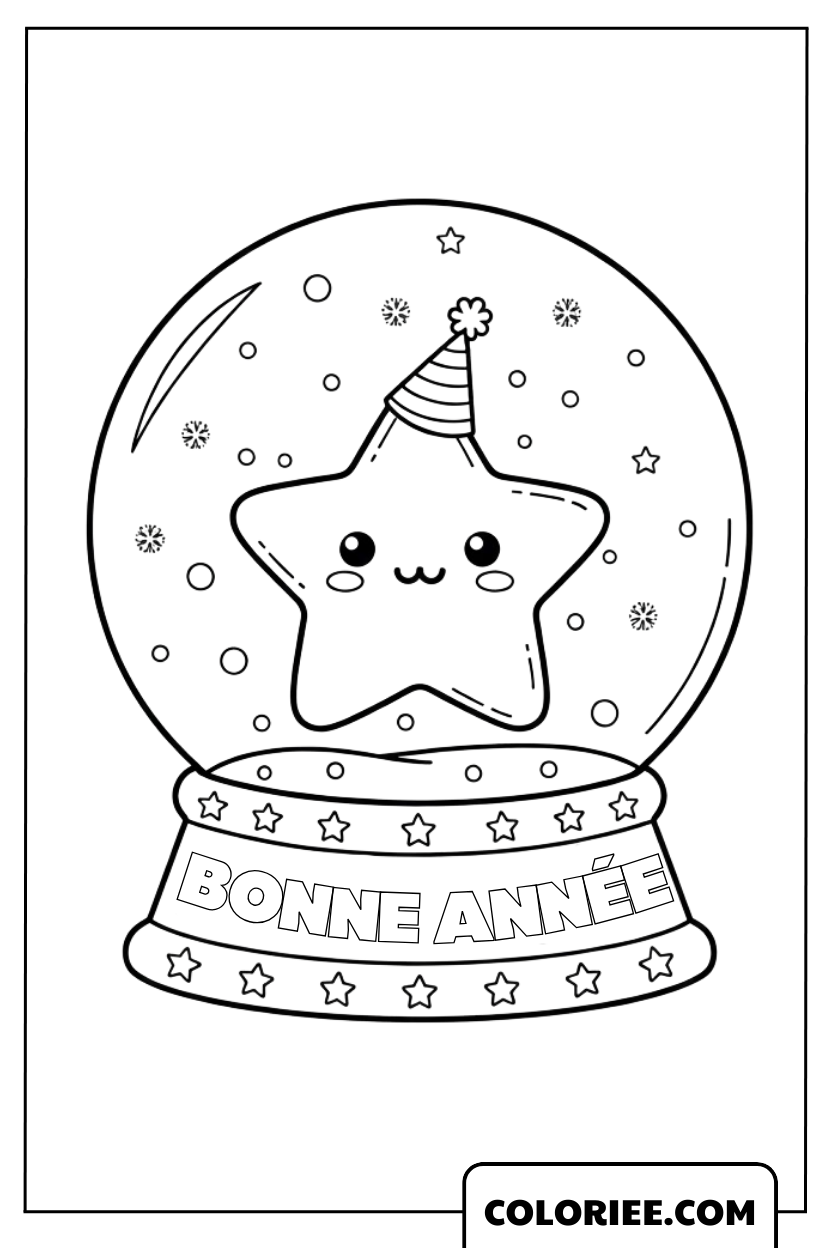 Dessin Étoile dans une boule à neige du Nouvel An