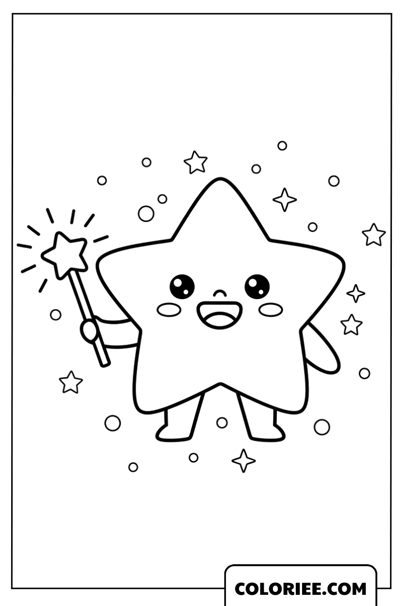 Dessin Étoile magique avec une baguette
