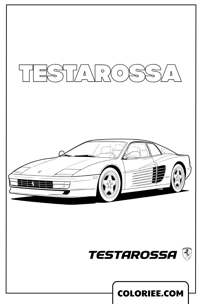 Dessin Ferrari Testarossa au style classique