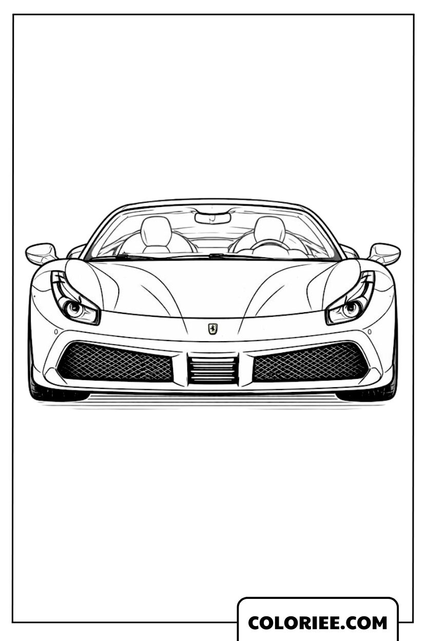 Dessin Ferrari vu de face puissant