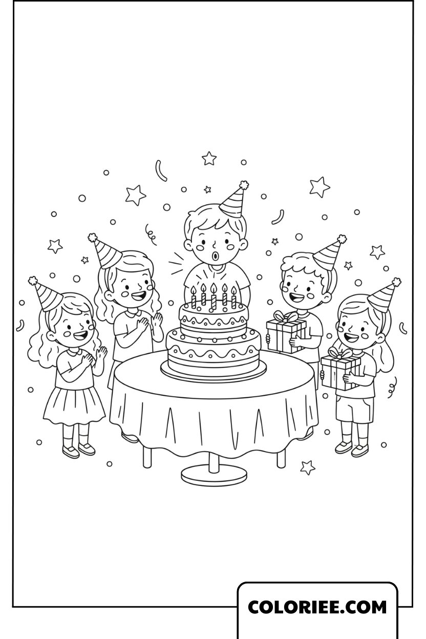 Dessin Fête d’Anniversaire entre Amis