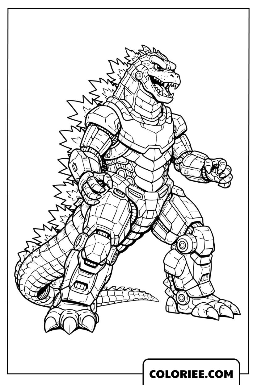 Dessin Godzilla Armure Mécanique