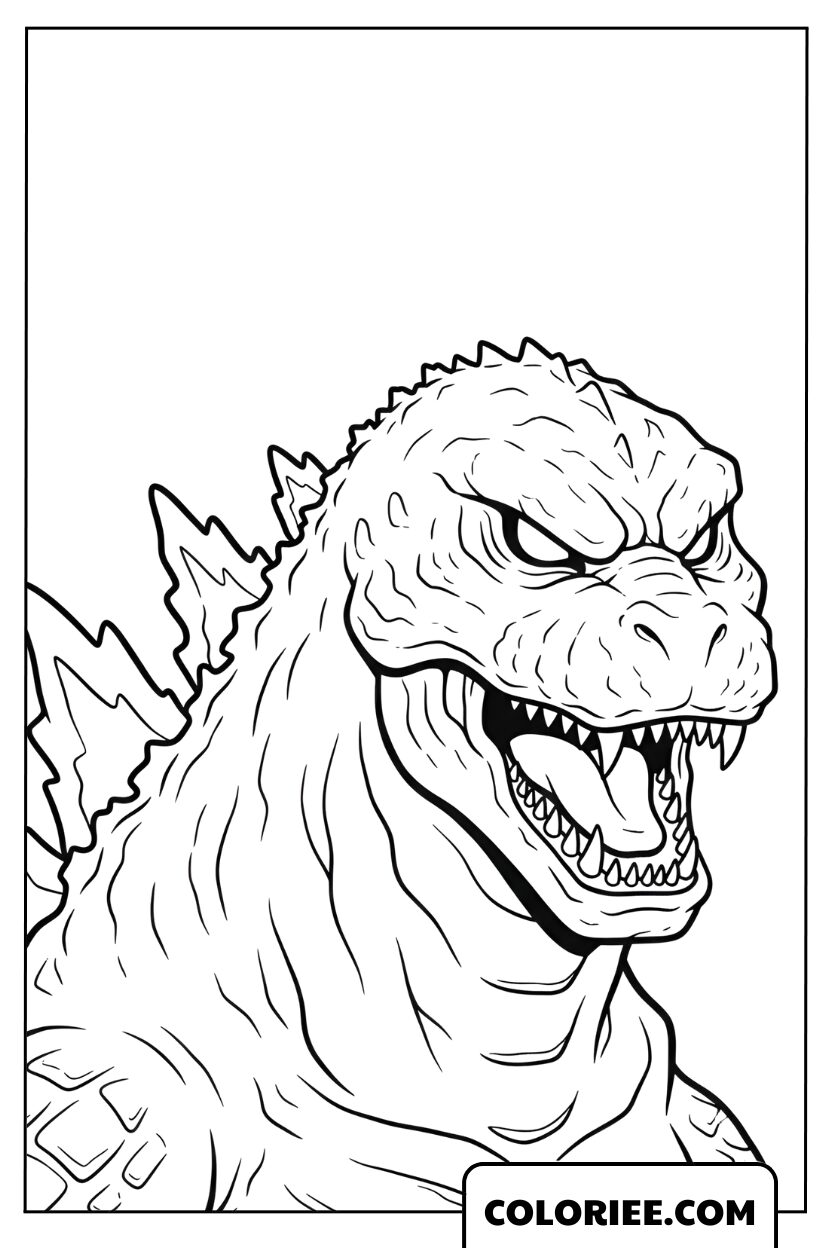 Dessin Godzilla Gros Plan Du Visage