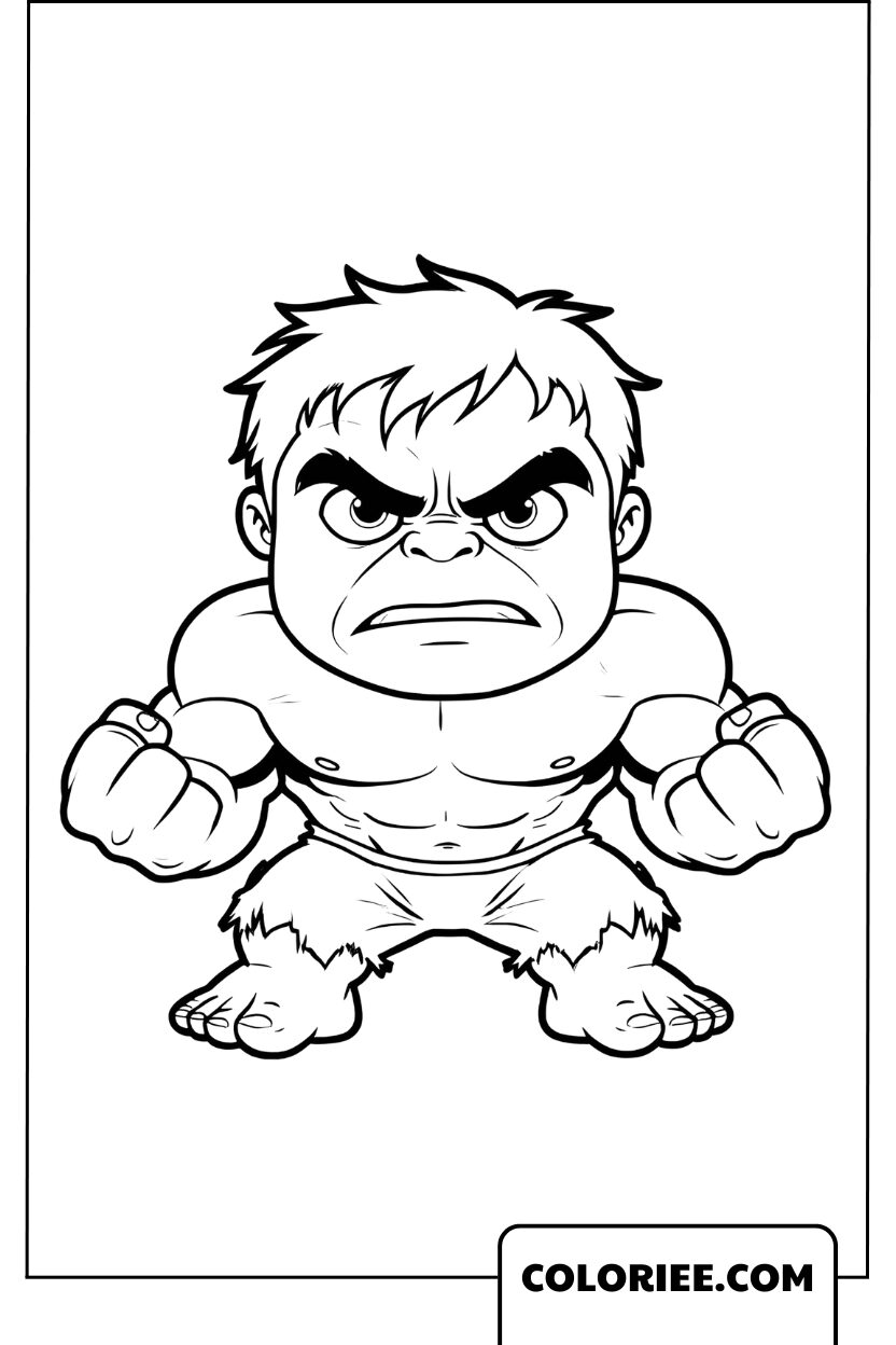 Coloriage Hulk chibi au style mignon