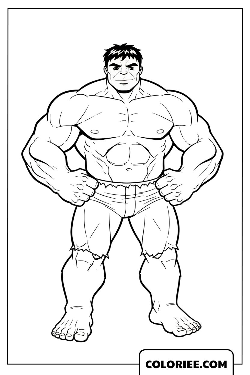 Dessin Hulk en posture confiante